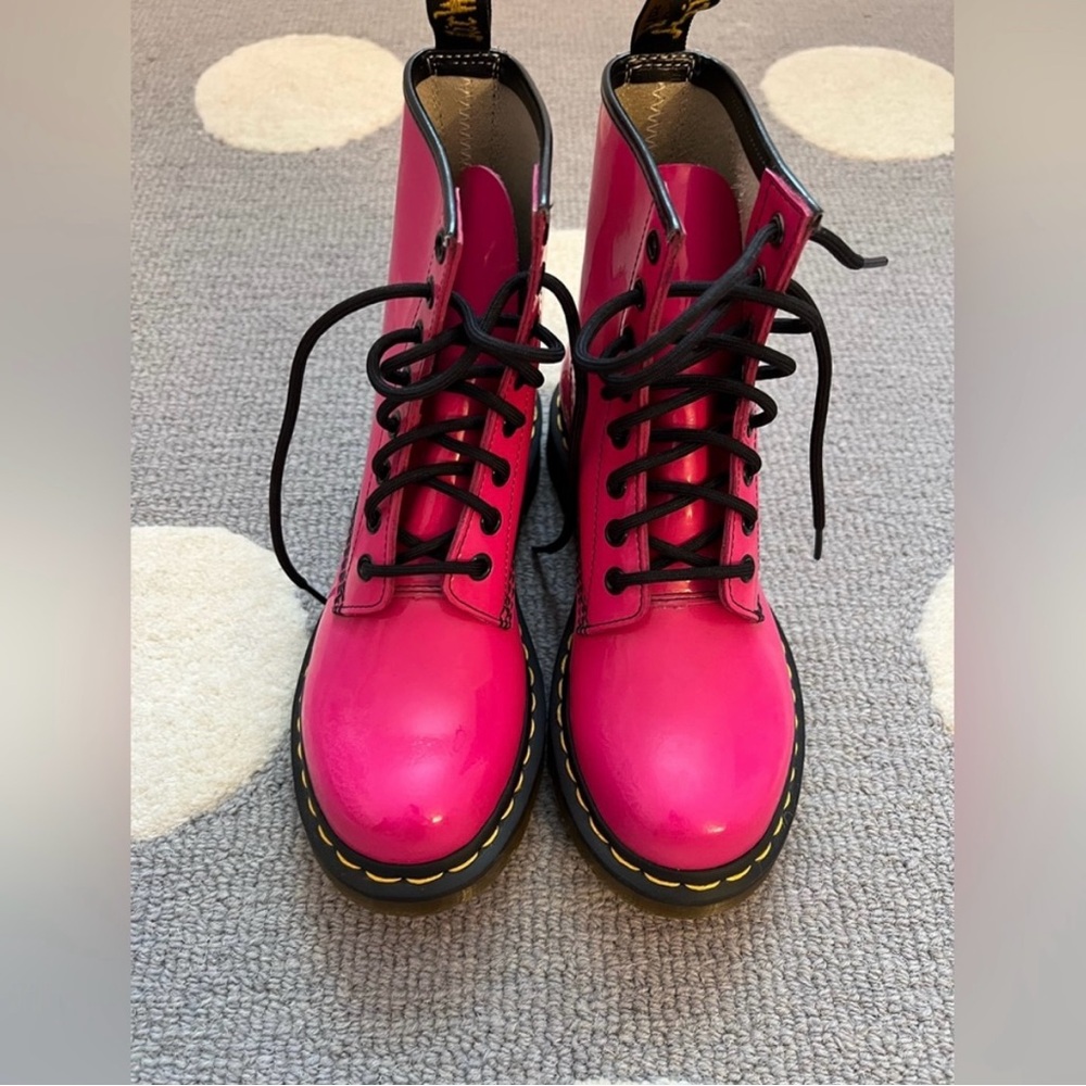 NWOT Dr. Martens Pink Patent Leather Combat Boots
